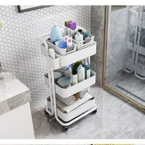 Bathroom Caddy with Standing Storage on Wheels