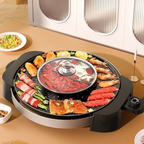 Grill Plate Hot Pot Food Instant Noodles Thick Chinese Hot Pot Home Multifunctional Meat Fondue Cookware. Kitchen Appliances: Food Cookers and Steamers