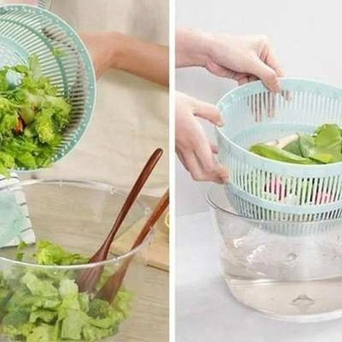 Manual Rotating Salad Bowl With Drain