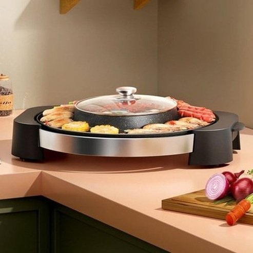 Grill Plate Hot Pot Food Instant Noodles Thick Chinese Hot Pot Home Multifunctional Meat Fondue Cookware. Kitchen Appliances: Food Cookers and Steamers