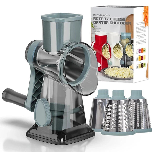 3 in 1 Rotary Cheese Grater, Versatile Manual Vegetable Slicer