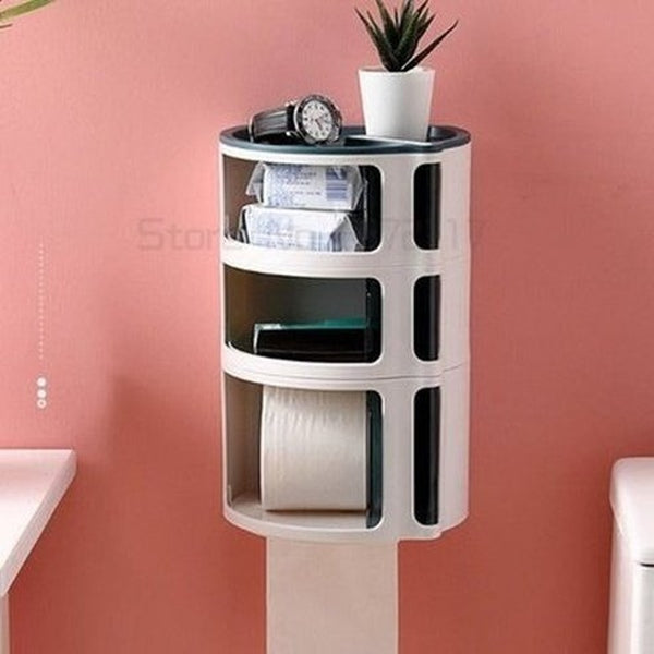 Modern Simple Multifunctional Shelf Creative Sliding Door Tissue Box Wall Mounted Plastic Shelf Stackable