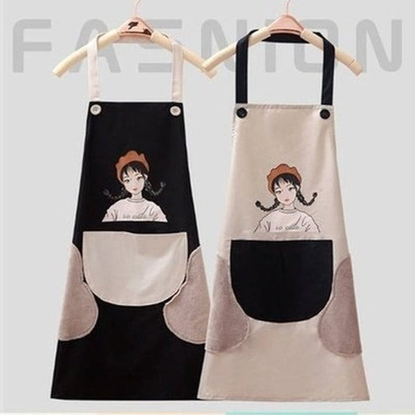 Hand wipes waterproof and oil proof household kitchen fashion apron Japanese household chores large adult women's work clothes