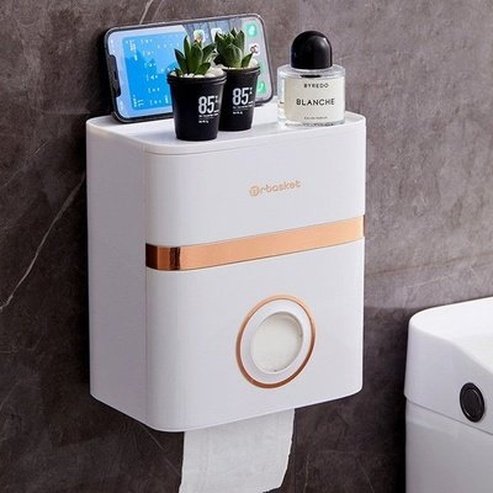 Toilet Paper Holder Container Tissue Box Waterproof Wall Mounted Toilet Roll Paper Shelf Bathroom Organizer. Bathroom Accessories. Toilet Paper Holders.