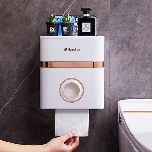 Toilet Paper Holder Container Tissue Box Waterproof Wall Mounted Toilet Roll Paper Shelf Bathroom Organizer. Bathroom Accessories. Toilet Paper Holders.