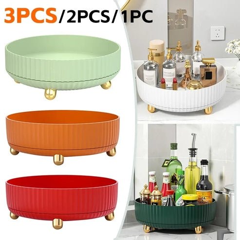 360° Rotating Spice Rack Organizer | Non-Slip Turntable Storage for Kitchen & Pantry