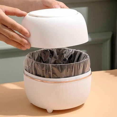 Elegant Mini Desk Trash Can with Pop-Up Lid | Multifunctional Waste Bin for Office & Home