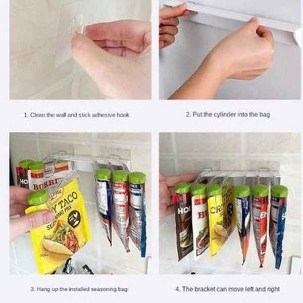 Sealing clip kitchen wall-mounted seasoning rack