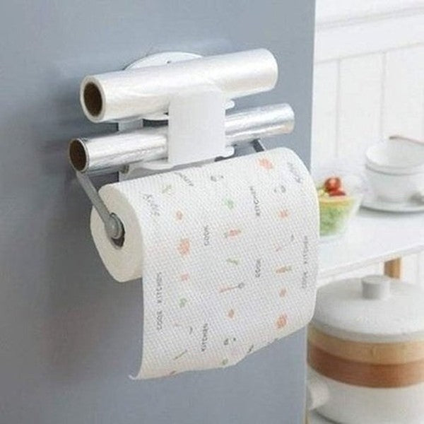 Wall Hanging Kitchen Roll Holder Transparent Film Rack