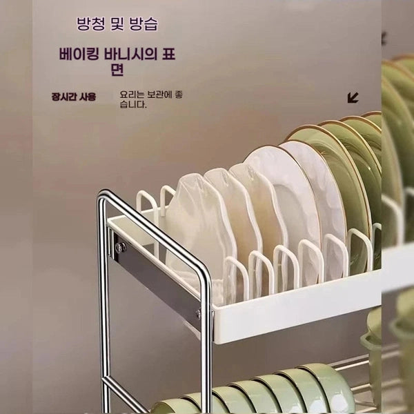 2 Tiers Drainer Of Stainless Steel Dishes Storage Sink Draining Rack