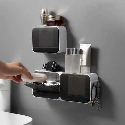 Self-Adhesive Plastic Soap Box Storage Holder