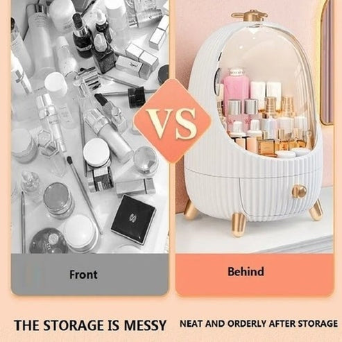 LED Makeup Organizer Box with Drawer and Dust-Proof Cover