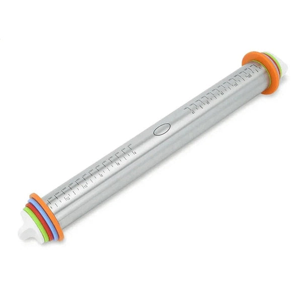 Stainless Steel Rolling Pin with Thickness, 4 Adjustable Rings