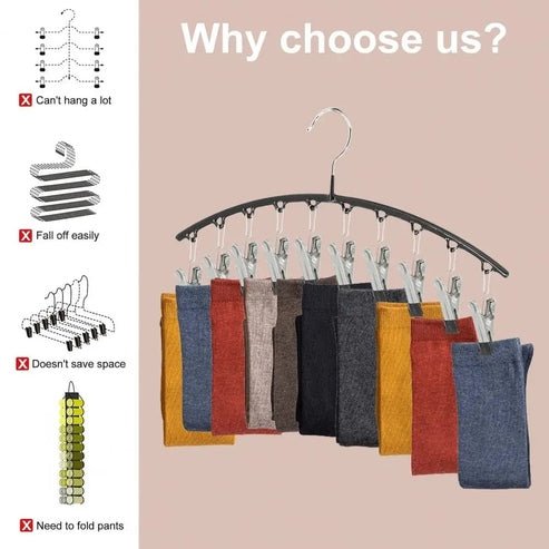 Space-Saving Closet Organizer with 10 Clips