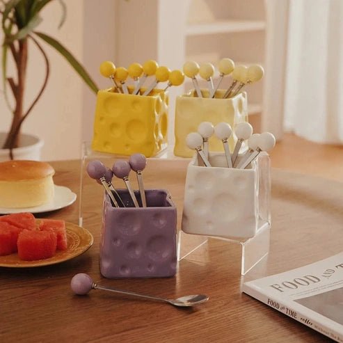 Ceramic Pen Holder & Fruit Fork Storage Jar
