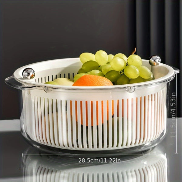 Multi-functional 2-Tier Kitchen Colander Basket with Dual Strainers