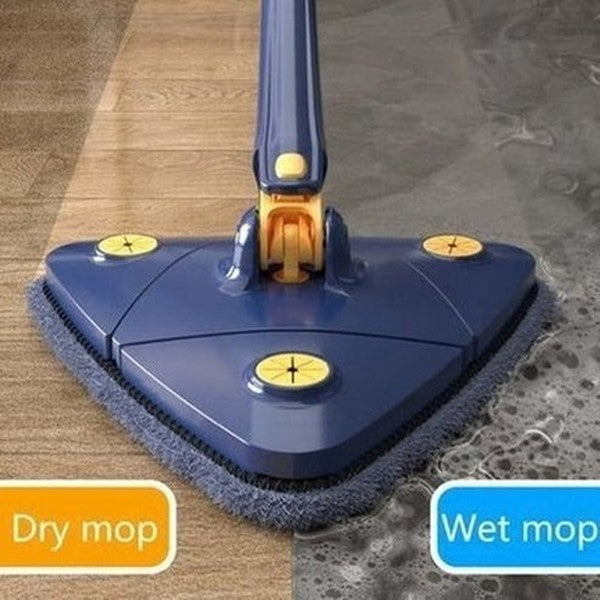 360° Rotary Triangular Shaped Self-Wringing Floor Mop, Upgrade Extendable Cleaning Mop, Reusable Spin Mop, For Floor, Ceiling, Wall, Car Window. Household Cleaning