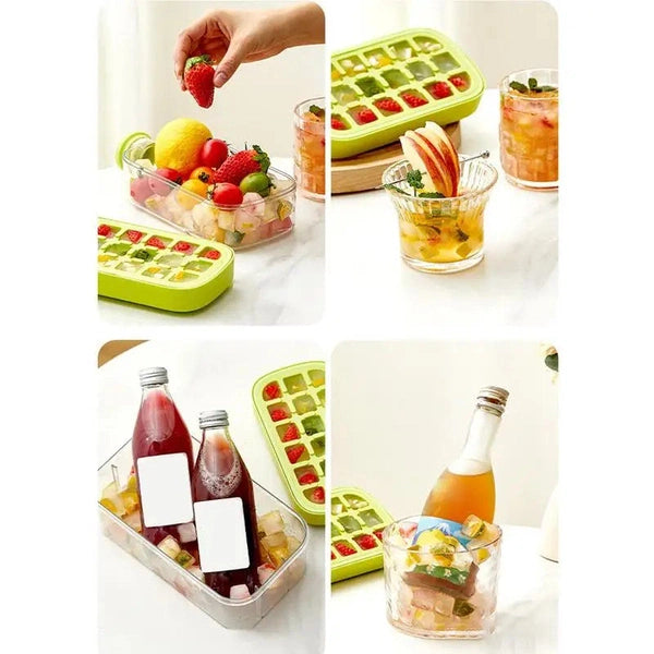 Portable Silicone Freezer Ice Trays, Zero-Contact Pressure Ice Cube Mold
