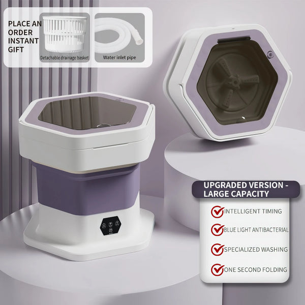 8L Portable Small Foldable Washing Machine with Spin Dryer