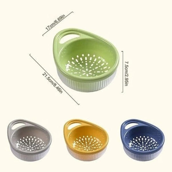 Double-Layer Vegetable & Fruit Strainer with Storage