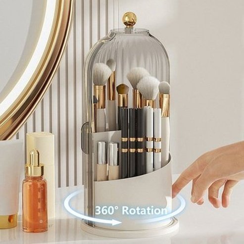 360° Rotating Makeup Brush Holder with Lid Luxury Cosmetic Organizer Lipstick Eyebrow Pencil Eyeshadow Storage Box. Storage & Organization: Household Storage Containers