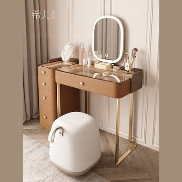 Light luxury smart bedside table lamp integrated modern simple storage high sense high glass bedside table with lamp. Furniture. Tables. Nightstands.
