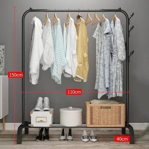 Modern Metal Coat Rack with Shoe Storage | Multifunctional Entryway Organizer for Clothes & Accessories