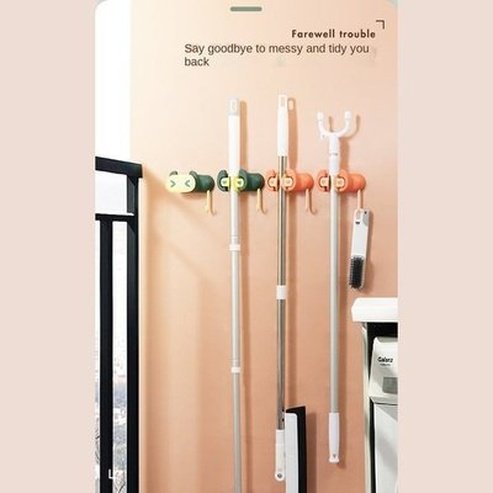Cartoon Broom Holder Heavy Duty Practical Clip Mop Organizer Wall Mount Hook Stainless Steel Storage Space Saving Hanger Use: Sundries: Storage Hooks and Racks.