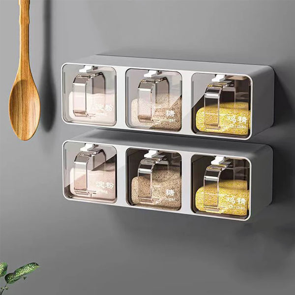 Wall-Mount Spice Organizer Box Set with Spoons