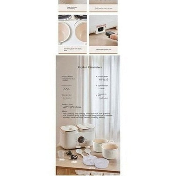 Double Gallbladder Intelligent Rice Cooker Mini Multi-function Household Double Combination Rice Cooker 3-4 People. Kitchen Appliances: Food Cookers and Steamers.