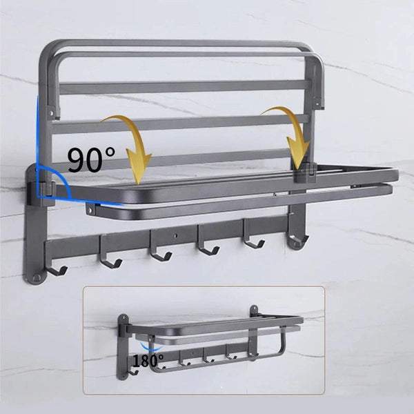 Foldable Iron Gray Towel Rack