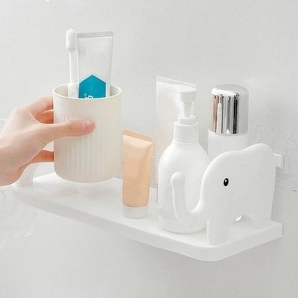 Cartoon Elephant Wall Mount Shelf Strong Load Bearing Wall Mounted Small Elephant Multifunctional Wall Hanging Spice Organizer. Bathroom Accessory Mounts