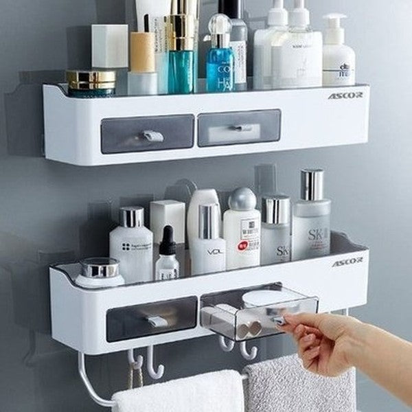 Bathroom Shelf Punch-Free Bathroom Shelf Wall Mounted Storage Rack Towel Wall Mounted Bathroom Shelves Cosmetic Storage. Bathroom Accessory Mounts.