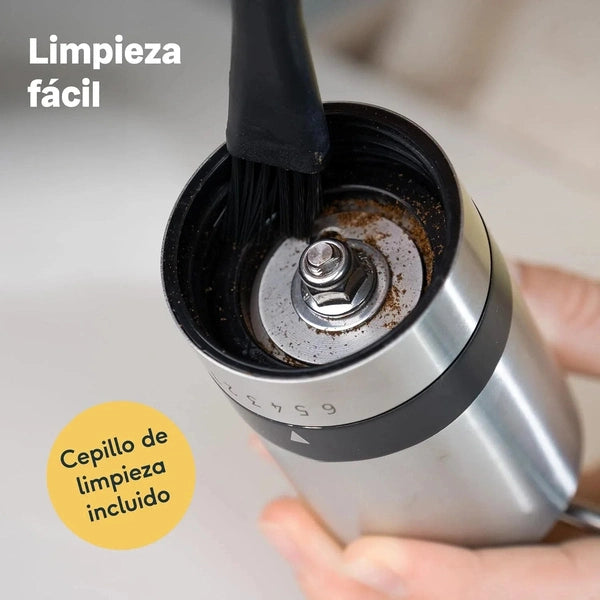 Manual Coffee Grinder - 6 Grinding Levels - Stainless Steel and Glass Coffee Grinder