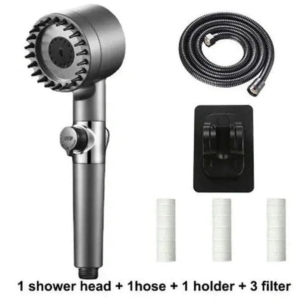 Shower head with high pressure filter and 3 modes