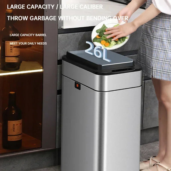 Smart Sensor Trash Can, Large Capacity Stainless Steel Smart Garbage Bin