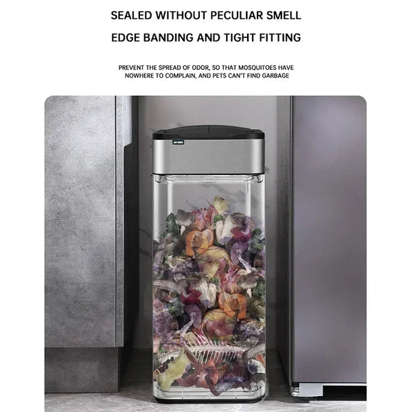 Smart Sensor Trash Can, Large Capacity Stainless Steel Smart Garbage Bin