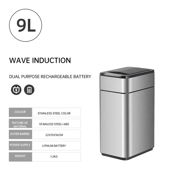 Smart Sensor Trash Can, Large Capacity Stainless Steel Smart Garbage Bin