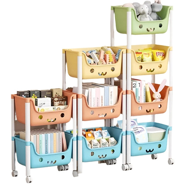 Snack Storage Rack, Toys Storage Trolley, Rolling Movable Large Capacity Shelf