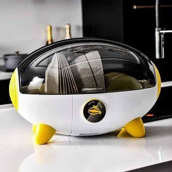 Space Capsule with Cover Dustproof Asphalt Cupboard Storage Bowl