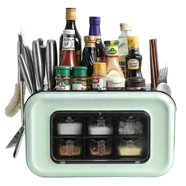 Spice Organizer Storage Box – 6 Grids with Dust Cover