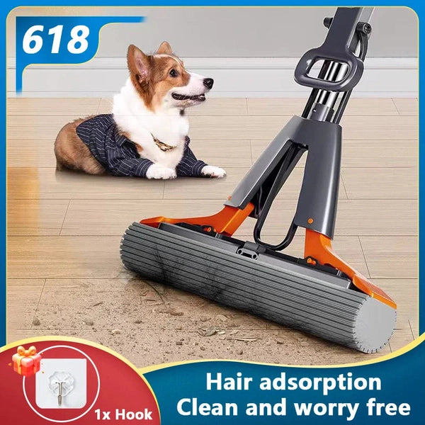 Squeeze Self-draining Collodion Mop, Wood Floor Tiles Spin Mop