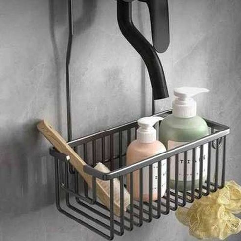 Stainless Steel Basket Shower Storage with Hooks