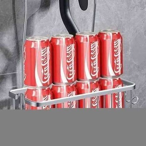 Stainless Steel Basket Shower Storage with Hooks