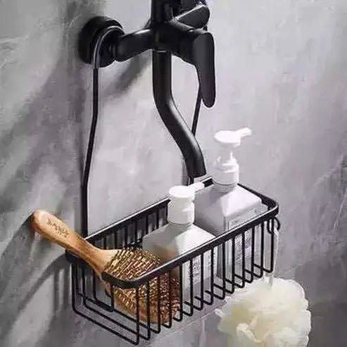 Stainless Steel Basket Shower Storage with Hooks