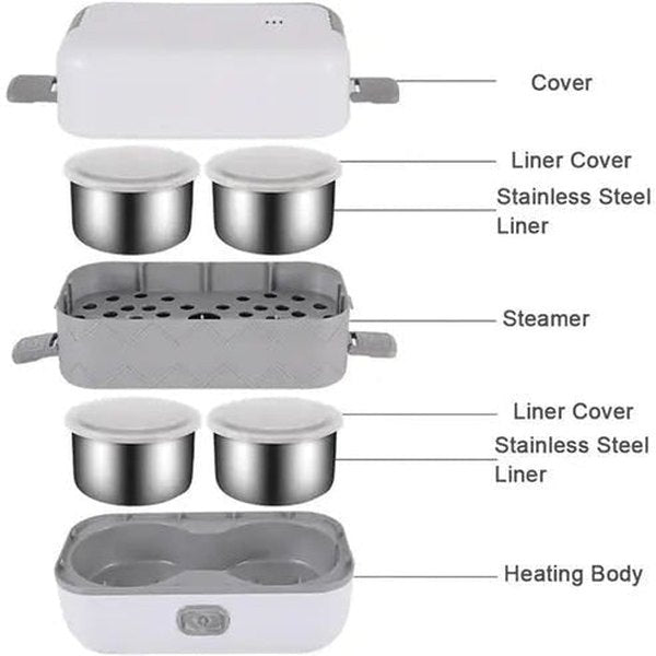 Stainless Steel Double Layer Electric Heating Lunch Box