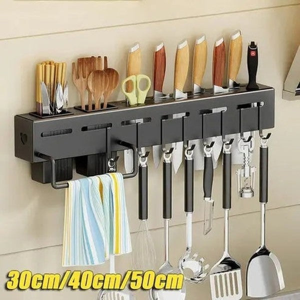 Stainless Steel Kitchen Storage Rack: Wall-Mounted Knife Rack