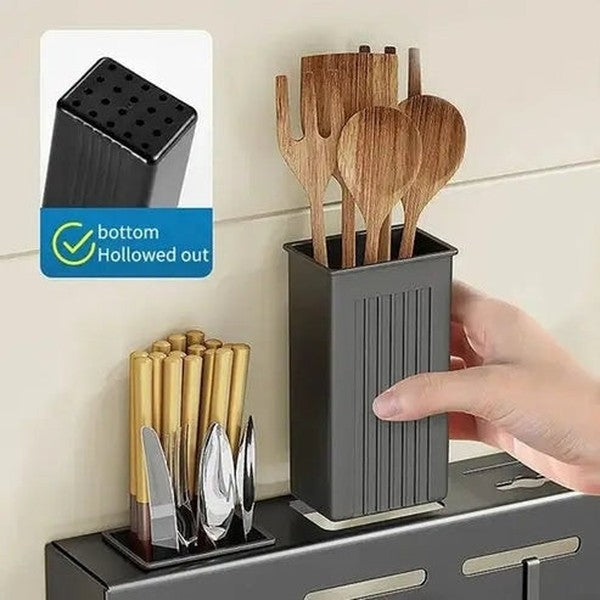 Stainless Steel Kitchen Storage Rack: Wall-Mounted Knife Rack