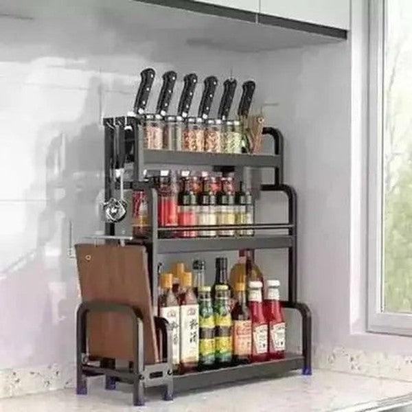Stainless Steel Seasoning Organizer Knife Storage Shelf