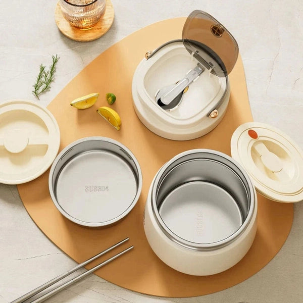 Stainless Steel Insulated Lunch Box with Spoon and Fork, Insulated Bag